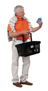 cut out older man shopping for groceries