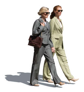 two cut out businesswomen walking