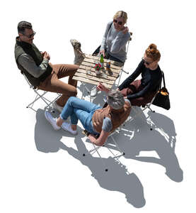 top view of people sitting in an outside cafe