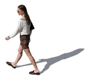 cut out top view of a woman walking