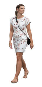 woman in a dress walking