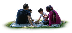 cut out middle eastern family having a picnic in the park