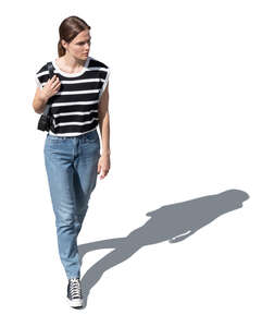 cut out top view of a woman walking
