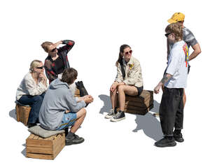 top view of a group of young people hanging outside in the street