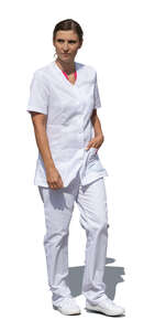cut out medical worker walking outside