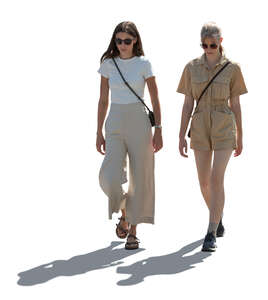 two cut out backlit women walking