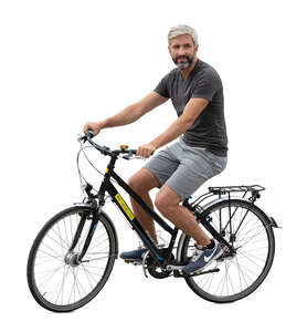 cut out bearded man riding a bike