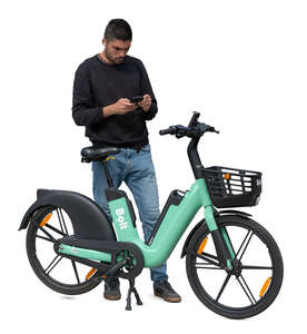 man renting an electric city bike