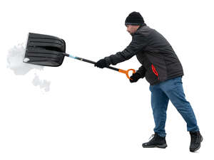 cut out man shovelling snow