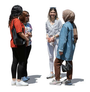 four girls standing and talking