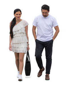 man and woman walking