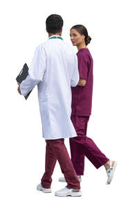 two cut out doctors walking