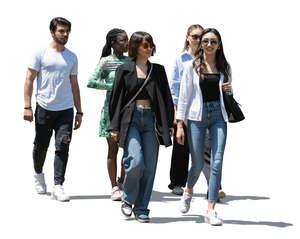 cut out group of young people walking