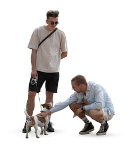 cut out man petting a dog