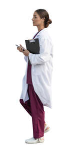 cut out female doctor walking