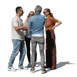 cut out group of four people standing outside