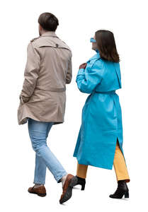 colorful couple in spring walking