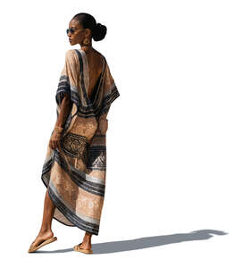 cut out black woman in a beach kaftan standing