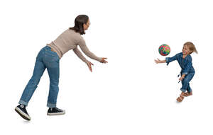 mother and daughter playing with a ball