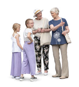 cut out grandmother and grandchildren standing and talking