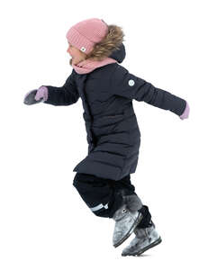 little girl running in winter