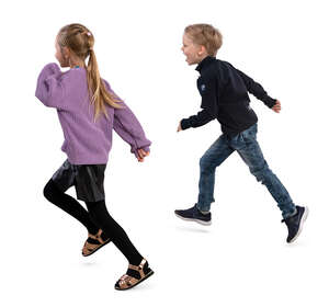 two cut out kids running