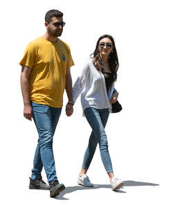 cut out man and woman walking and holding hands