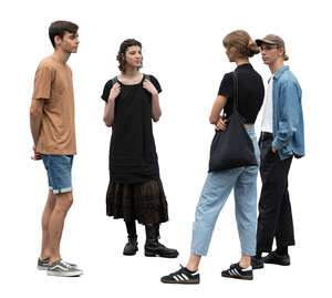 group of young people standing and talking