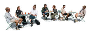 cut out outdoor trendy cafe with young people sitting