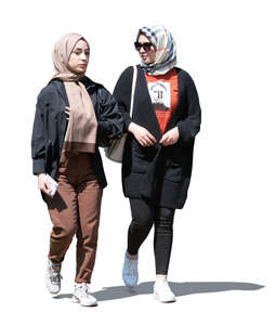 two teenage muslim girls walking