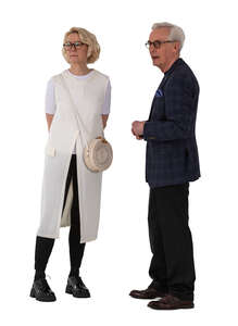 two cut out senior people standing
