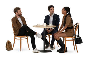 cut out group of three people sitting in a cafe