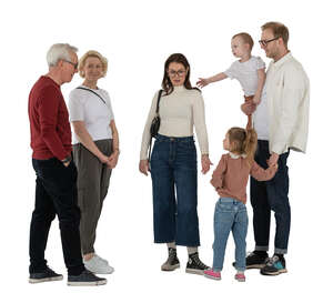 group of a large family standing and talking