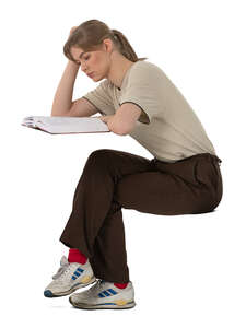 cut out female student studying