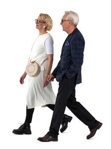 two cut out senior people walking