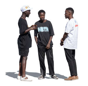 three young black men standing and talking
