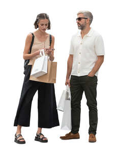 man and woman coming from shopping