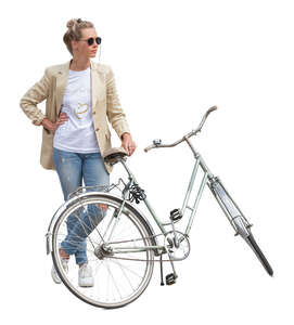 woman with a bike standing