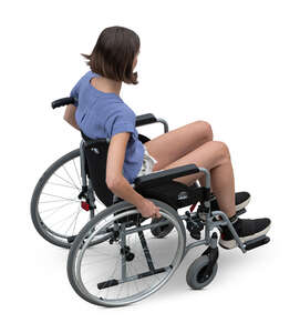 top view of a woman sitting in a wheelchair