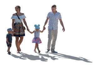 cut out backlit family walking hand in hand