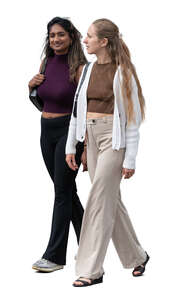 two cut out women walking