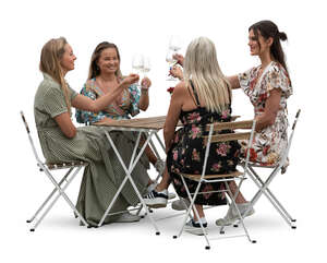 cut out group of women drinking wine in a restaurant