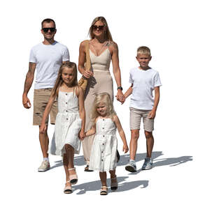 cut out family in summer walking