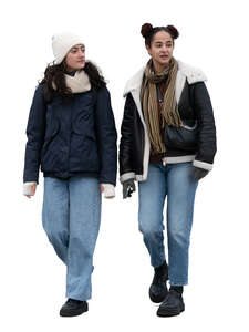 two women in winter walking