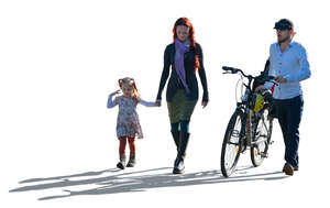 cut out backlit family walking