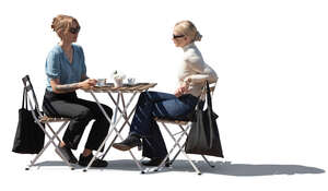 two women sitting in a coffee shop and talking