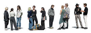 many cut out groups of people standing