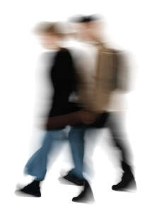 cut out motion blur image of two people walking