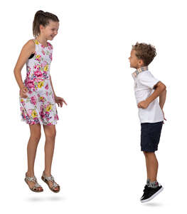 two kids jumping and having fun