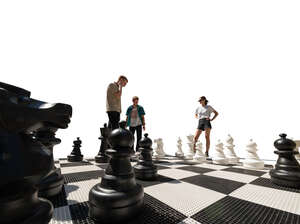 people playing chess on the street seen from low angle